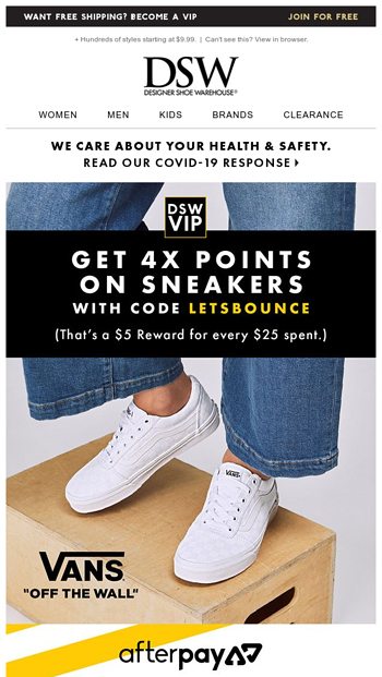 4X points on sneakers (including Vans 