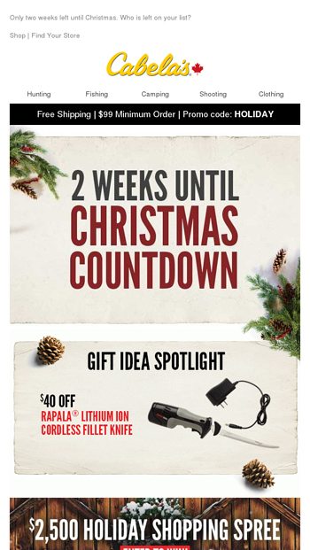 ENDS TOMORROW: Ultimate Christmas Sale - Cabela's Canada Email Archive