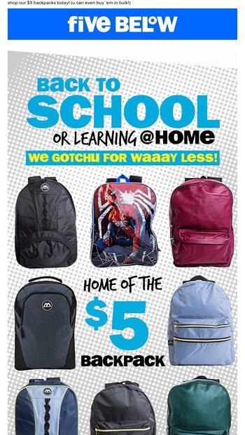 backpacks 5 below