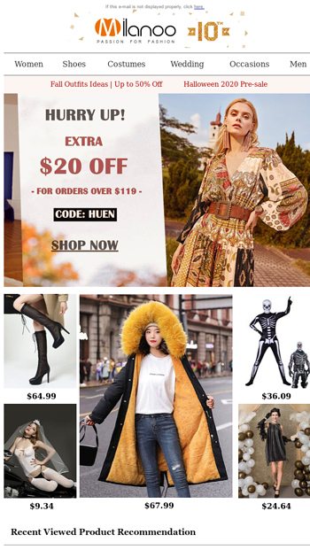 Extra 20 off Orders over 119  Hurry Up