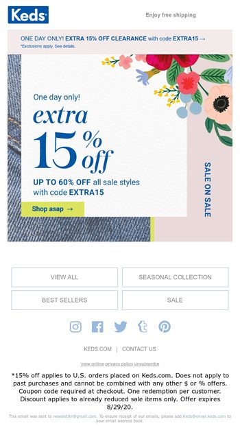 keds 15 off code