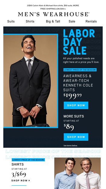 michael kors suits men's wearhouse