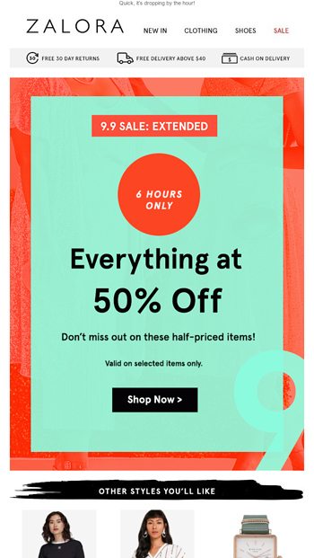 Ends 6PM EVERYTHING at 50 Off ZALORA Email Archive