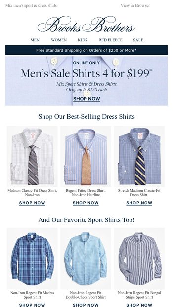 4 shirts for $199 - Brooks Brothers 