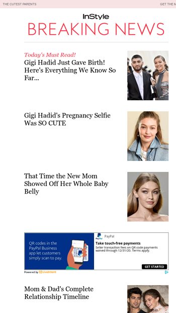 Breaking Gigi Hadid Is A Mom Instyle Email Archive