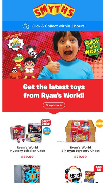 Ryan's world discount smyths toys