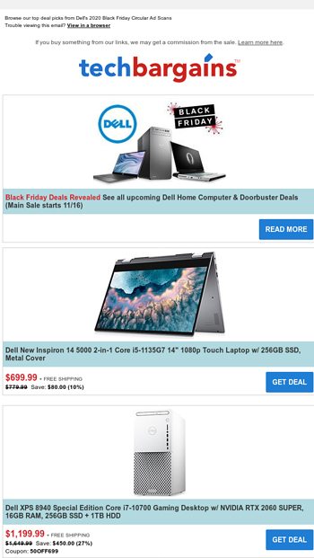 Dell Black Friday Deals Revealed 750 Intel 11th Gen Core I7 Laptop Up To 50 Off New Vostro Pcs Techbargains Email Archive