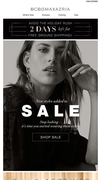 Deeper sale MORE styles added BCBGMAXAZRIA Email Archive