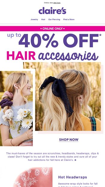 Up To 40 Off Hair Essentials Of The Season Claire S Email Archive - claire s hair roblox