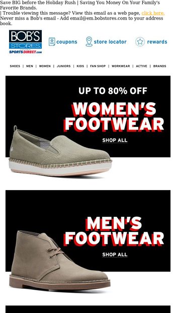 bob's shoe store coupons
