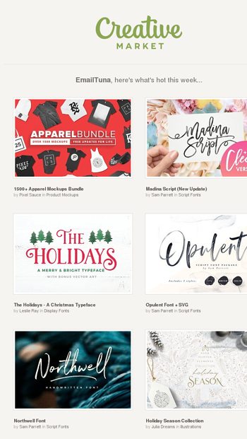 Download Trending Goods Of The Week Creative Market Email Archive PSD Mockup Templates