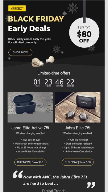 jabra elite 75t active black friday