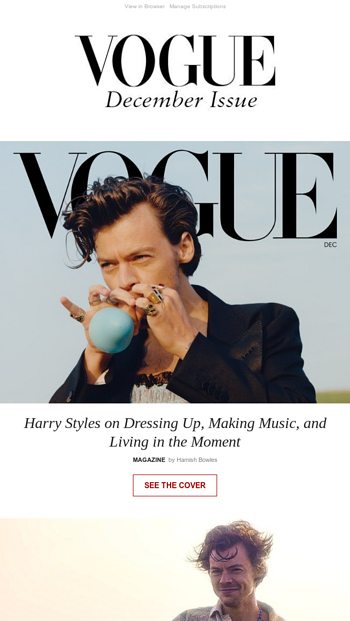 Vogue Magazine, December 2020 | Harry Styles