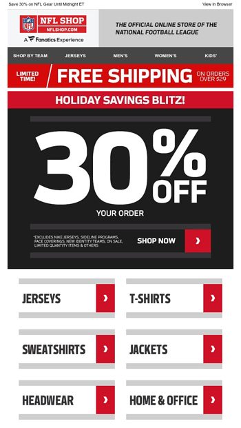 30 off nfl shop