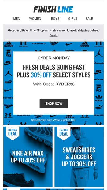 finish line cyber monday