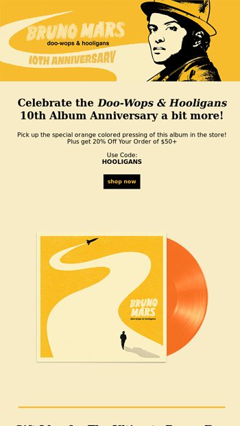 Doo-Wops & Hooligans 10th Year Anniversary Yellow Vinyl