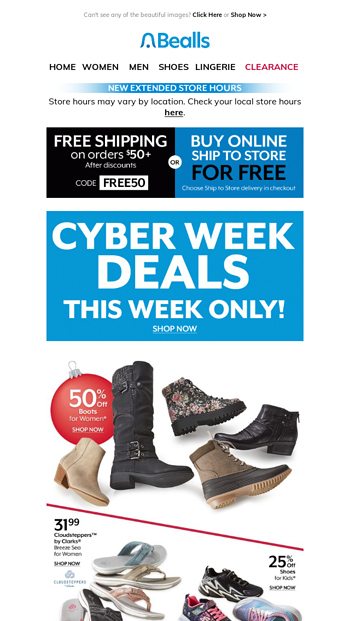 Cyber deals on shoes: 50% off boots + 