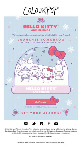 New Colourpop x Hello Kitty and Friends Snow Much Fun Full