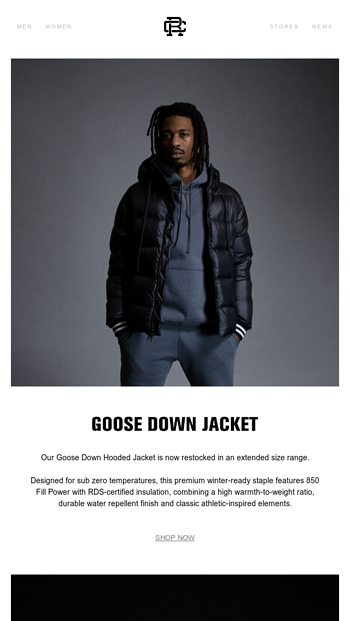 reigning champ goose down jacket