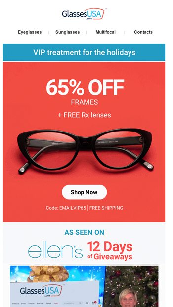 As seen on The Ellen Show Crazy savings on glasses 