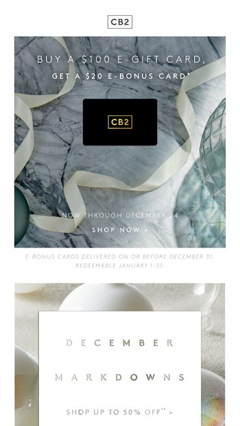 Buy A Gift Card Get 20 Cb2 Email Archive