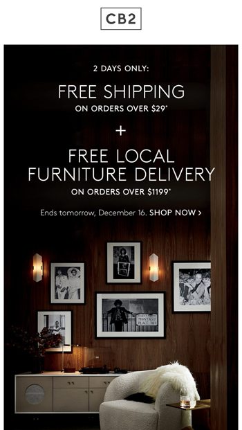 Cb2 free shop furniture shipping