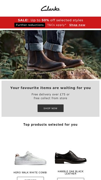 clarks free delivery