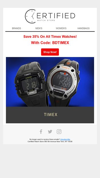 Save 35 On All Timex Watches