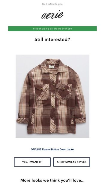 offline flannel button down jacket