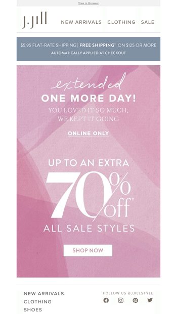 Extended One More Day Up To An Extra 70 Off All Sale Styles J Jill Email Archive