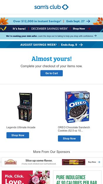 Psst... you forgot something in your cart - Sam's Club Email Archive