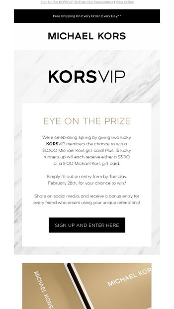 EmailTuna, A $1,000 Gift Card Is Calling Your Name - Michael Kors Email  Archive