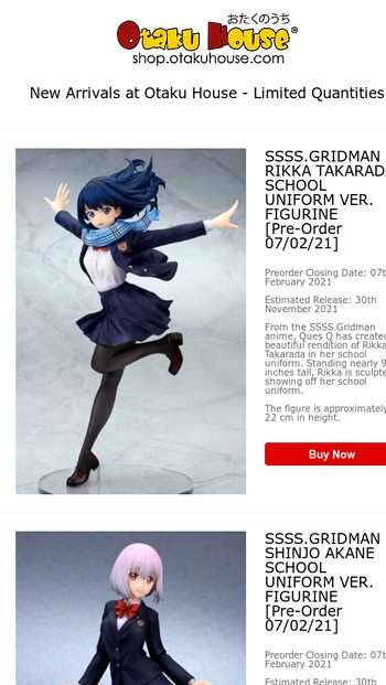 New Arrivals Ssss Gridman Rikka Takarada School Uniform Ver Figurine Br Pre Order 07 02 21 An Otaku House Email Archive