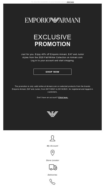 Emporio armani best sale promo code