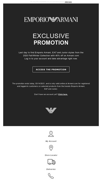 Emporio armani outlet promotional code