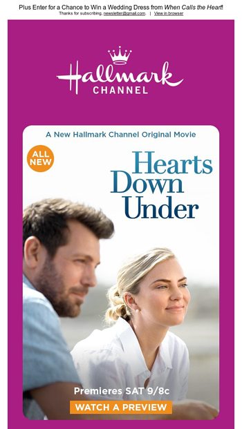 Hearts Down Under Premieres SATURDAY 9/8c! 💖 - Hallmark Email Archive