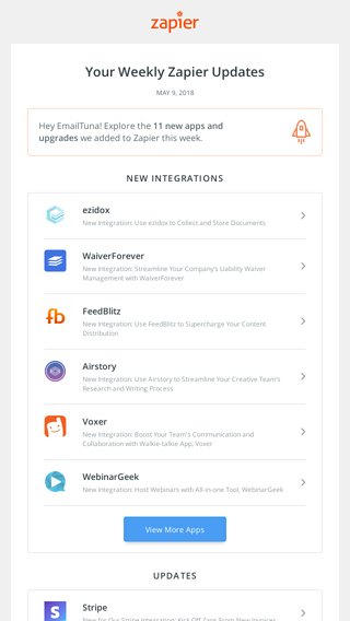 New on Zapier this week 11 Updates for Facebook Offline Conversions Stripe and more