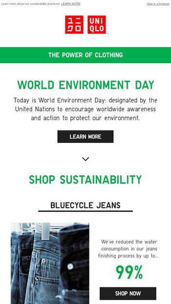 How we're celebrating World Environment Day - Uniqlo USA Email Archive