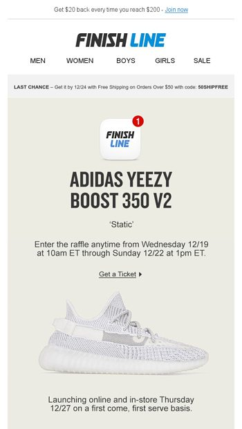 finish line yeezy reservation