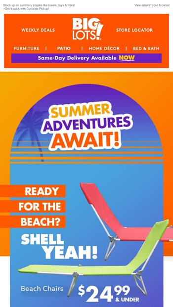📢 Calling All Beach Bums 🌊 Big Lots Email Archive 8740