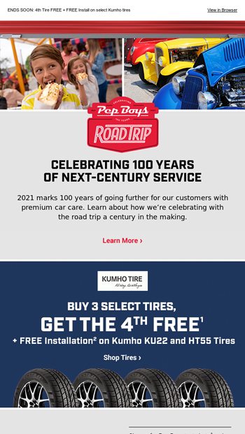 We Re Celebrating 100 Years Of Going Further The Pep Boys Email Archive