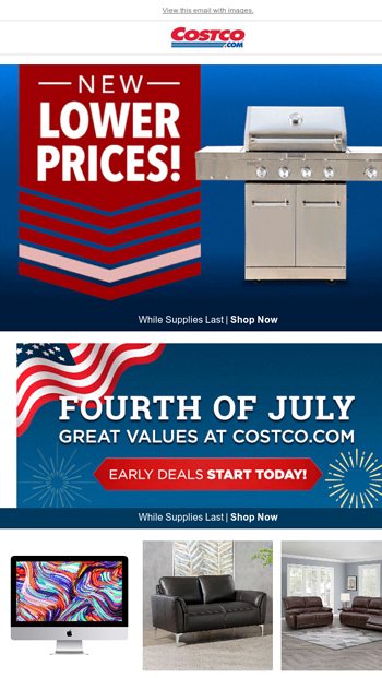 NEW Lower Prices on Select Items + Early 4th of July Deals START TODAY! -  Costco Wholesale Email Archive