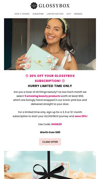 😍 20% Off Your Glossybox Subscription 😍 - Glossybox Email Archive