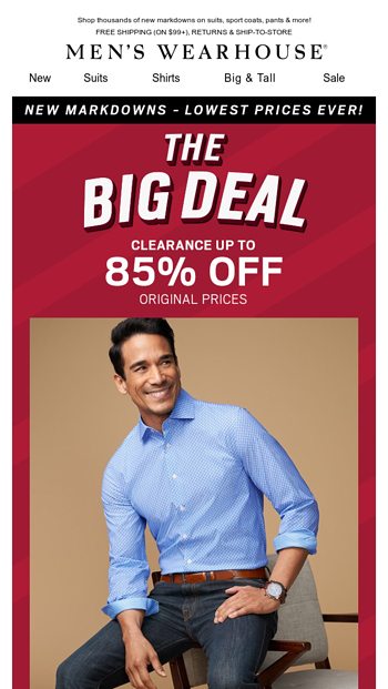 Clearance up to 85% off at The BIG Deal Event! - Men's Wearhouse Email ...