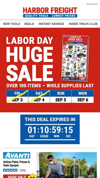 Only Days Left Huge Labor Day Sale Ends Tomorrow Harbor Freight Tools Email Archive