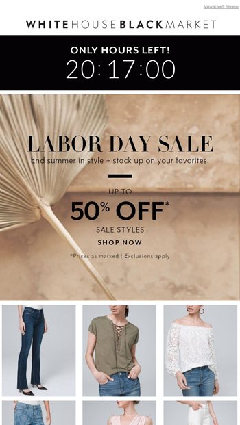 Ends tomorrow Labor Day Sale