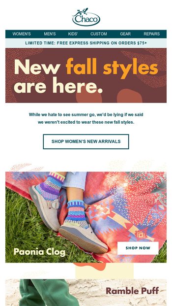 Fall new arrivals have landed Chaco Email Archive