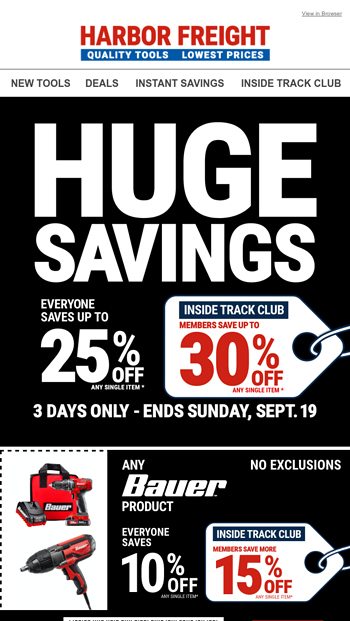 HUGE SAVINGS - Everyone Saves up to 25% - Inside Track Members Save up ...