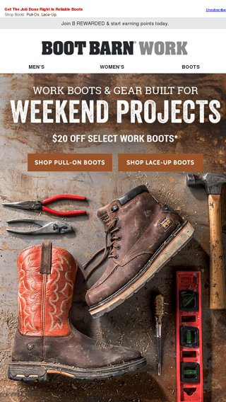 For The Weekend Project Warrior 20 Off Boot Barn Email Archive