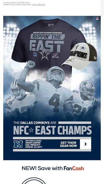 Cowboys are THE 2018 NFC East Division Champions! Gear Now Available! -  NFLShop Email Archive